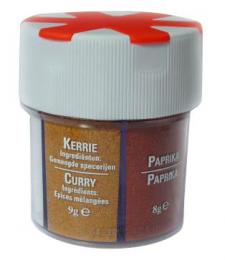 Seasonings Dispenser - 2 x Pepper, Salt, Sweet pepper, Garlic, Curry