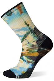 U'S Hike Light Cushion Mountain Print Crew Socks